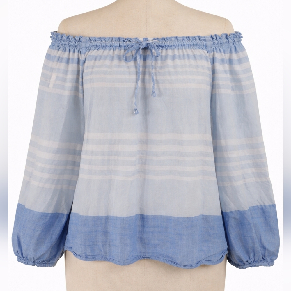 D.A.S.H. Blue White Off Shoulder Blouse | Medium
